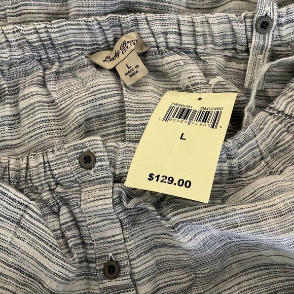 New!! Lucky Brand Large button-down pocket cold shoulder linen dress ruffle midi - Picture 3 of 14